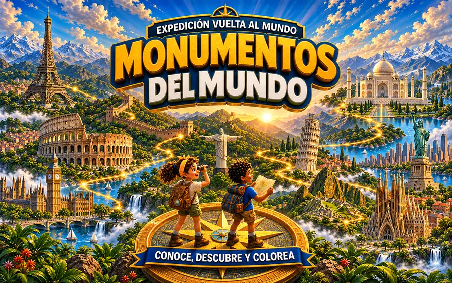 Páginas del bono Monumentos del Mundo para Colorear